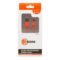 Cable micro usb a usb Radioshack reversible 90 cm naranja