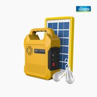 Kit de iluminación con Radio FM, reproductor mp3, puerto USB para cargar y panel solar, incluye 2 bombillas LED