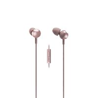 Audífonos in ear con micrófono Panasonic RP-TCM360 almohadillas de silicona, conector 3.5 mm, control de música y llamadas, dorado