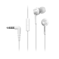 Audífonos in ear con micrófono Panasonic RP-TCM115E almohadillas de silicona, conector 3.5 mm, control de música y llamadas, blanco