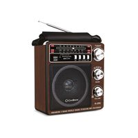Radio portátil Lisboa AM/FM/SW diseño vintage de 3 bandas, con batería recargable, puertos USB, SD