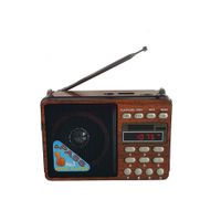 Radio portátil Verona FM diseño vintage, batería recargable y a pilas, puerto USB, Micro SD, Linterna incorporada