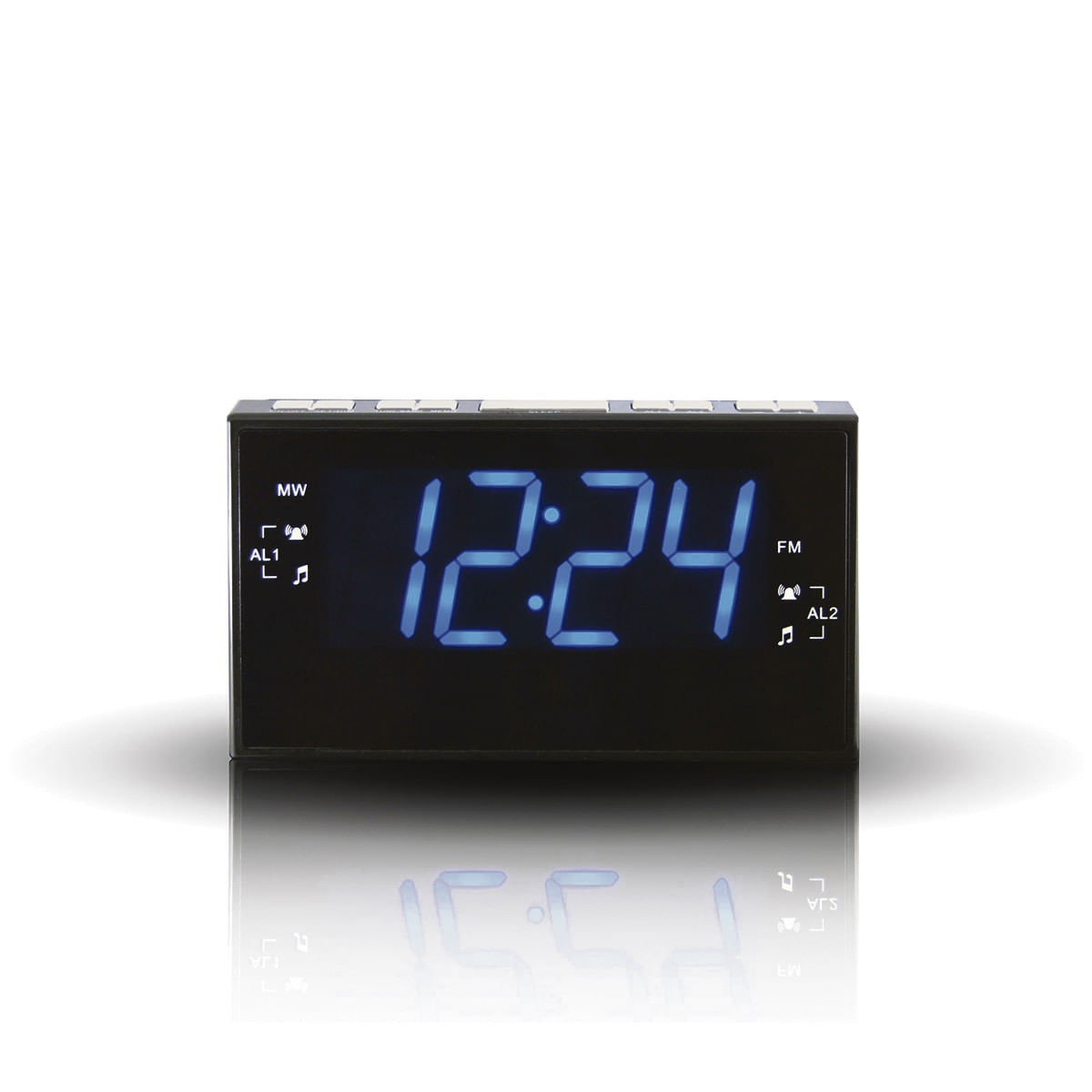 Radio reloj despertador Coolbox 1.2 led azul regulable, doble alarma