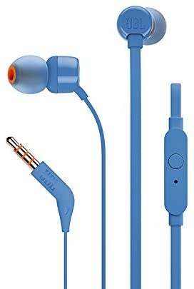 Imagen 2 del producto Audífonos in ear con micrófono JBL T110 cable plano, conector 3.5 mm, control de música y llamadas, azul