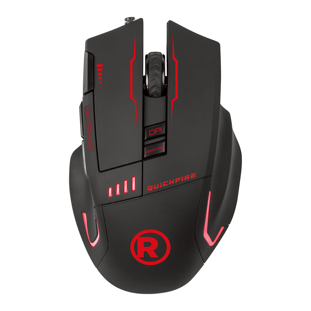 Imagen 2 del producto Mouse pad + mouse alámbrico Radioshack Quickfire, 3200 dpi, 8 botones, negro