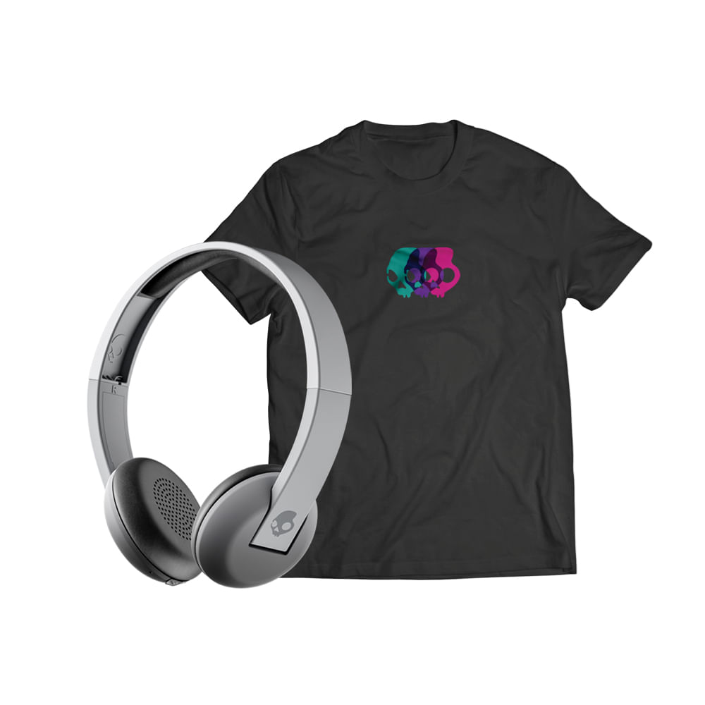 Imagen 2 del producto Audífonos bluetooth on ear Skullcandy Uproar micrófono incorporado, máx. 10 horas, control de música y llamadas, gris + polo talla estándar
