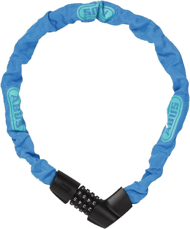 Cadena Tresor 1385/75 color Neon Blue, de 6 mm con funda de tela que evita daños en la pintura del equipo, de acero y código de seguridad configurable