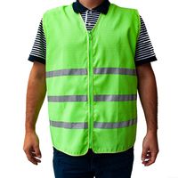 Chaleco de seguridad reflectivo color verde talla L, con cintas 3M reflectivas de 2 cm de ancho, con cierre, dimensiones: 59 x 71 cm (ancho x alto)
