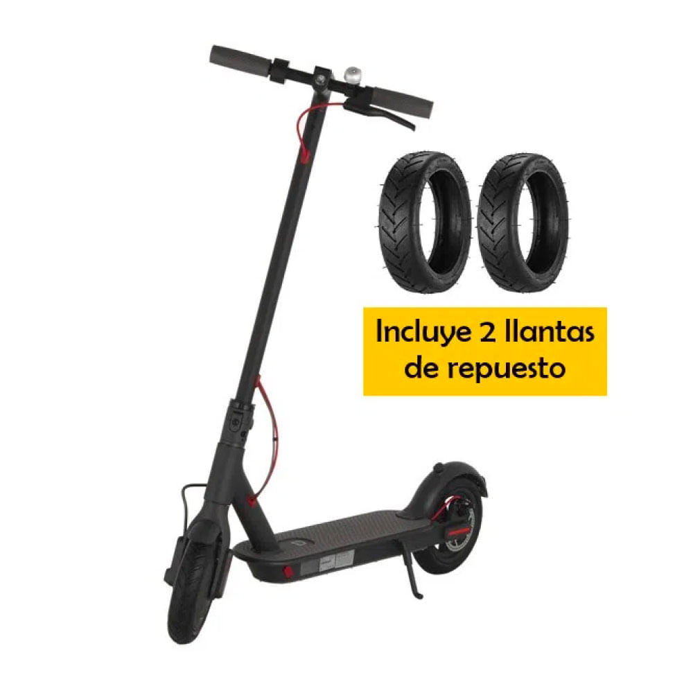 Imagen 2 del producto Scooter Eléctrico XIAOMI M365 Negro, 2 llantas de repuesto, Autonomía 30 km, Vel. Máx 25 km/h, Tolerancia 100 kg, Llantas de 8.5"" con cámara, 250W