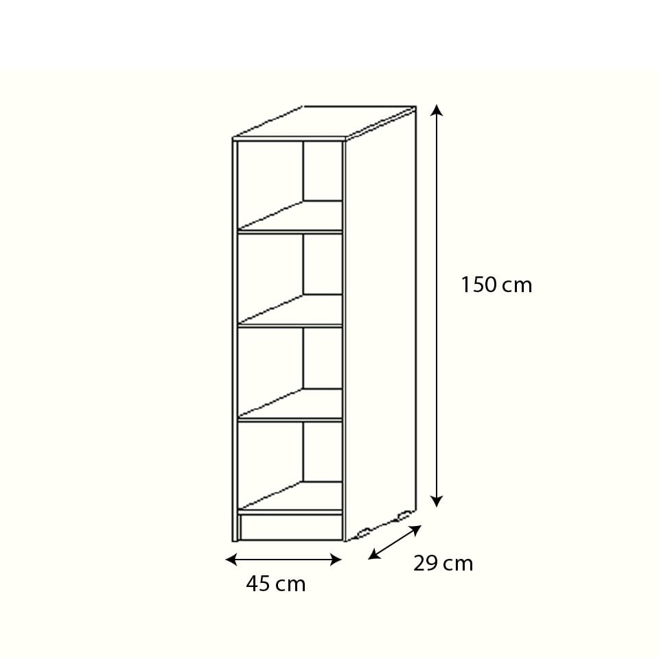 Imagen 2 del producto Estante para armar Pisopak 4 divisiones, 150 x 45 x 29 cm, melamina 15 mm, olivo