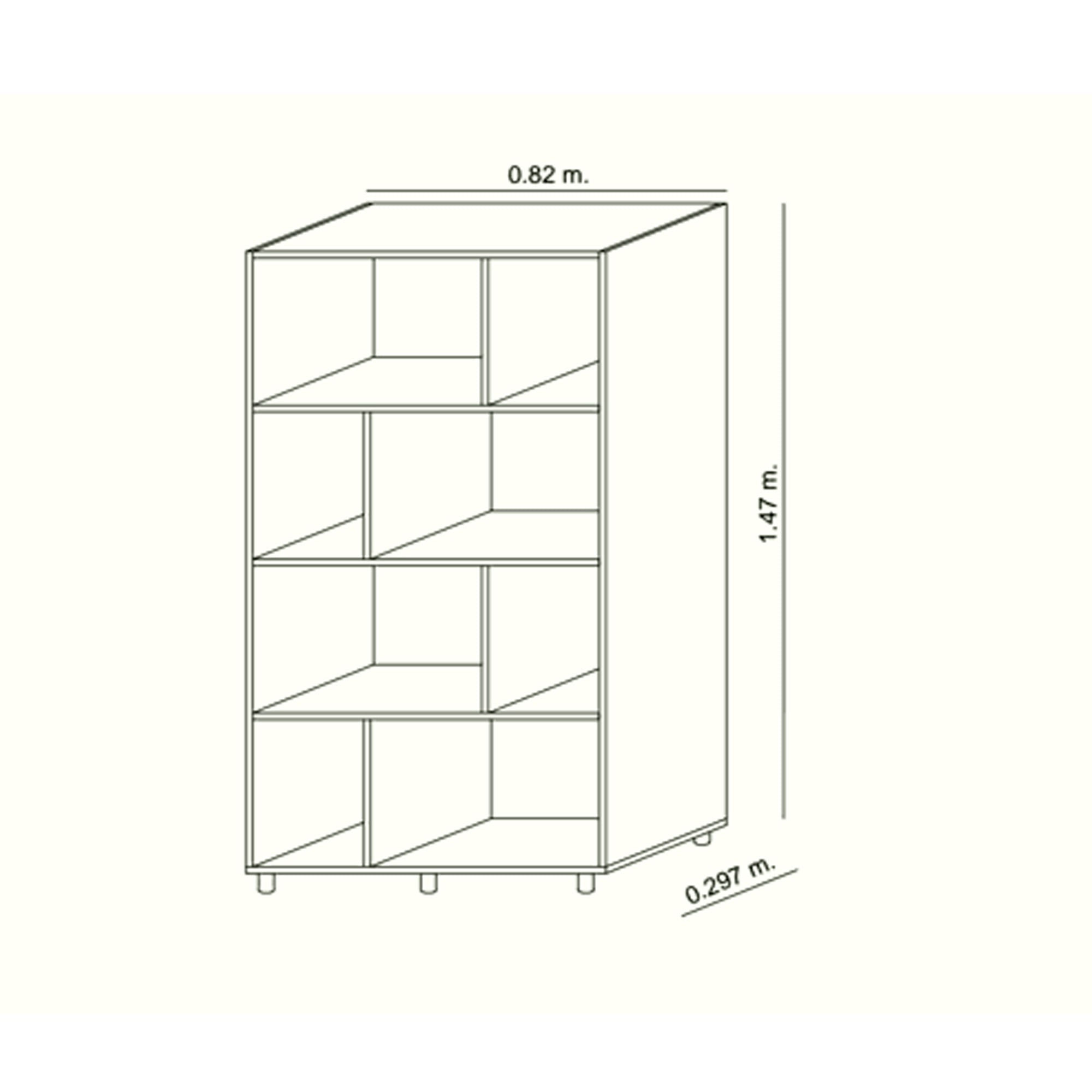 Imagen 2 del producto Estante para armar Pisopak Universo 8 divisiones, 147 x 82 x 27.7 cm, melamina 15 mm, olivo