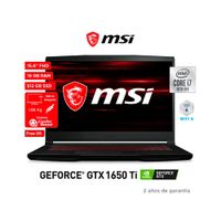 Laptop gamer MSI GF63 THIN 10SCXR 15.6"" Intel Core i7 10750H, 512GB SSD, 16GB RAM, GeForce GTX 1650 Ti, FreeDOS - sin sistema operativo