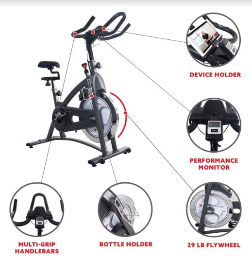 Imagen 2 del producto Bicicleta estacionaria SP102S 100 kg resistencia magnética, volante 16 kg, máx. 100 kg