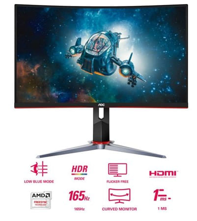 Imagen 2 del producto Monitor curvo gamer 27"" AOC C27G2 FHD 1ms 165Hz FreeSync