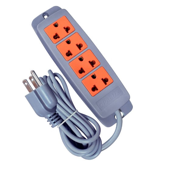 Extensión vulcanizado Opalux 3m, 4 tomas, enchufe trifásico, gris