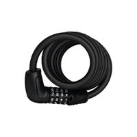 Cable Tresor 6512C/180 negro, cable en espiral súper flexible, recubrimiento plástico, longitud 180cm, bloqueo con combinación, 12mm de grosor