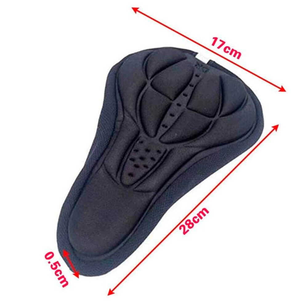 Imagen 2 del producto Funda para asiento de bicicleta color negro, tela + gel, dimensiones 28cm x 17cm x 0.5cm, diseño ergonómico con cordón ajustable, suave y transpirable