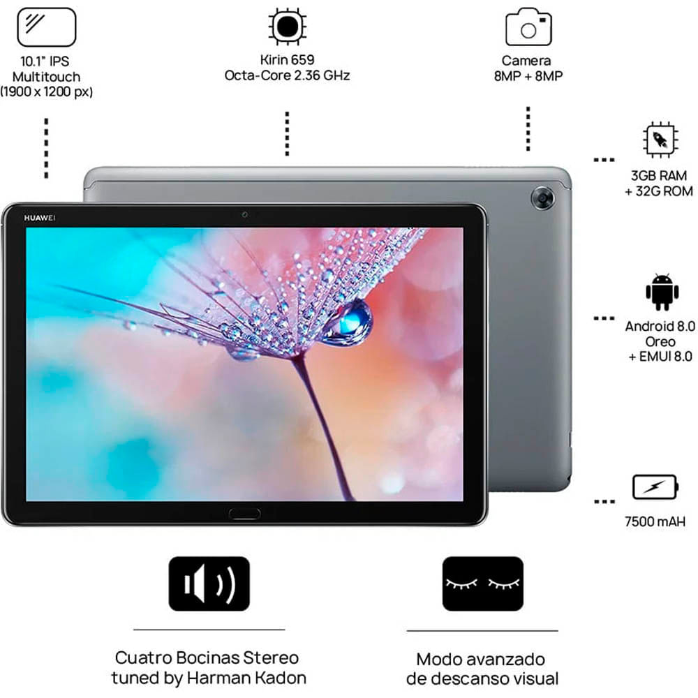 Imagen 2 del producto Tablet Huawei MediaPad M5 Lite 10.1"" 32GB 3GB RAM 8MP gris