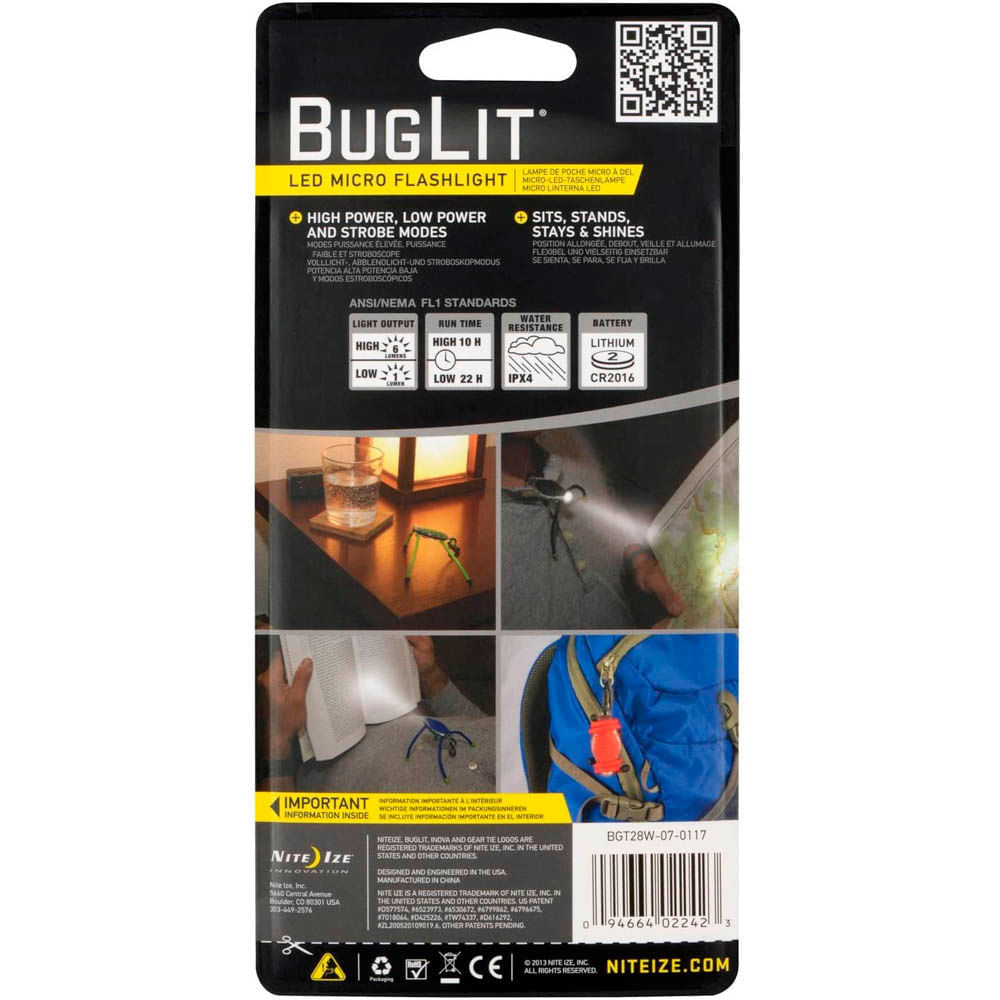 Imagen 2 del producto Micro luz led Nite Ize Buglit 4 funciones, luz blanca, 6 lúmenes, negro y verde