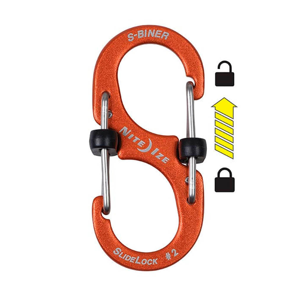 Imagen 2 del producto Mosquetón Naranja #3 De aluminio liviano con dos controles deslizantes de plástico, lo que permite conexión, fijación y transporte simple y seguro