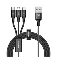 Cable 3 en 1 Baseus Rapid micro usb, lightning, tipo C a usb 3A 1.2 m