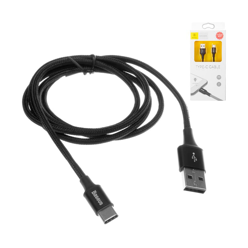 Imagen 2 del producto Cable tipo-C a USB Baseus, con luz led, salida 2A, 1 m, negro