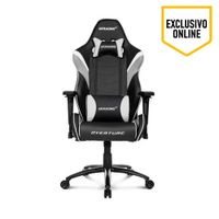 Silla gamer Akracing Overture gas lift clase 4, tapiz pu, máx. 150 kg, inclinación 180°, negro y blanco
