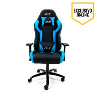 Silla gamer DXT Knight Blue gas lift clase 4, tapiz cuero pu, máx. 150 kg negro y azul