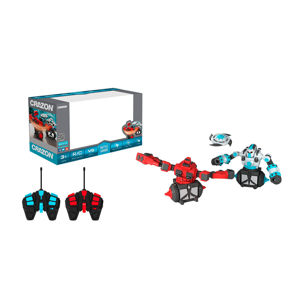 Imagen 2 del producto Robots de batalla a control remoto Crazon 3+ rojo y celeste