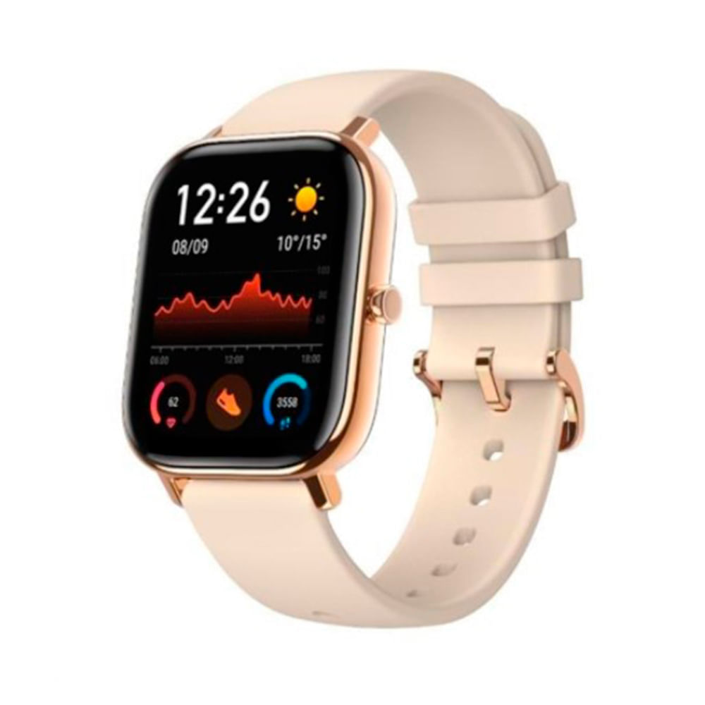 Imagen 2 del producto Smartwatch Amazfit GTS, pantalla amoled de 341 ppi, cuerpo de metal,duración de la batería de 14 días, resistencia al agua de 5 atm, color dorado rosé