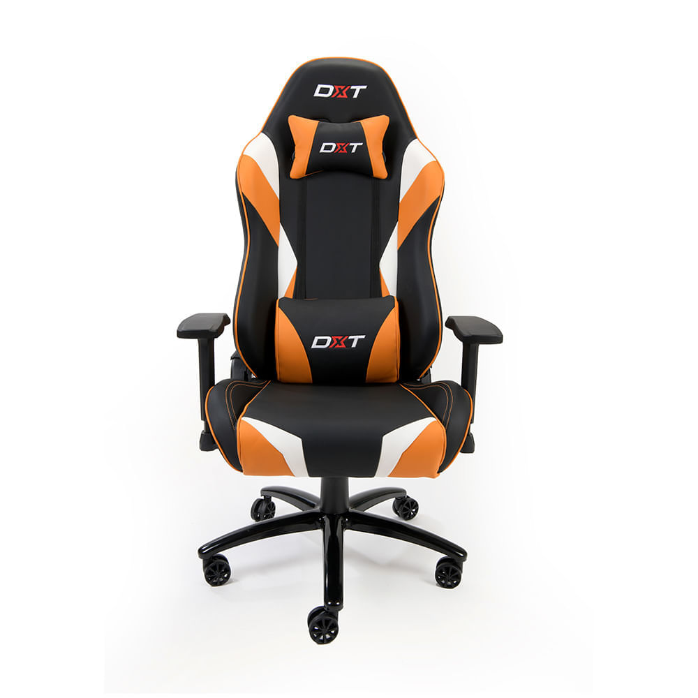 Imagen 2 del producto Silla gamer DXT Champion King gas lift clase 4, tapiz cuero pu, máx. 120 kg, inclinación 170°, negro y naranja