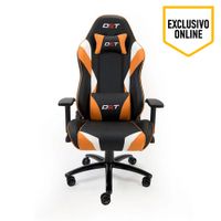 Silla gamer DXT Champion King gas lift clase 4, tapiz cuero pu, máx. 120 kg, inclinación 170°, negro y naranja
