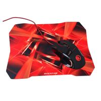 Mouse pad + mouse alámbrico Radioshack Quickfire, 3200 dpi, 8 botones, negro