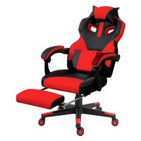 Silla gamer Office Space Black Panther gas lift clase 2, tapiz cuero pu, máx. 120 kg, inclinación 90 - 145°, negro y rojo