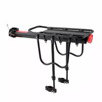 Rack portabulto negro posterior para bicicleta, de aluminio, soporta hasta 15kg, se puede usar con alforjas, mochilas y más, soporte de 3 puntos