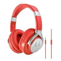 Audífonos on ear con micrófono Motorola Pulse Max  almohadillas acolchadas, conector 3.5 mm, control de llamadas, rojo