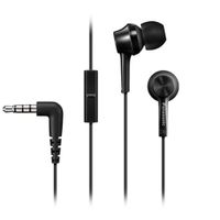 Audífonos in ear con micrófono Panasonic RP-TCM115E almohadillas de silicona, conector 3.5 mm, control de música y llamadas, negro