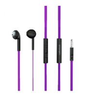 Audífonos in ear con micrófono Radioshack cable plano, conector 3.5 mm, control de música y llamadas, morado