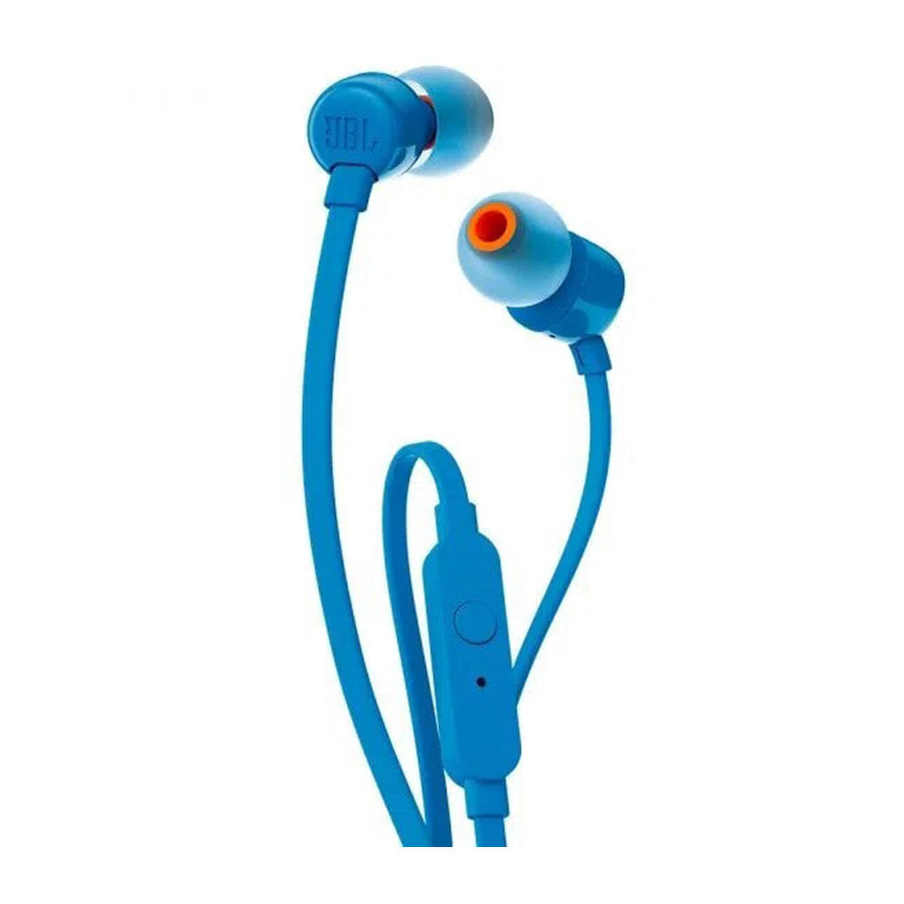 Imagen 1 del producto Audífonos in ear con micrófono JBL T110 cable plano, conector 3.5 mm, control de música y llamadas, azul