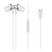 Audífonos in ear con micrófono Decibel almohadillas de silicona, conector tipo C, control de llamadas, blanco