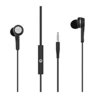 Audífonos in ear con micrófono Motorola Pace 125  almohadillas de silicona, conector 3.5 mm, control de llamadas, negro