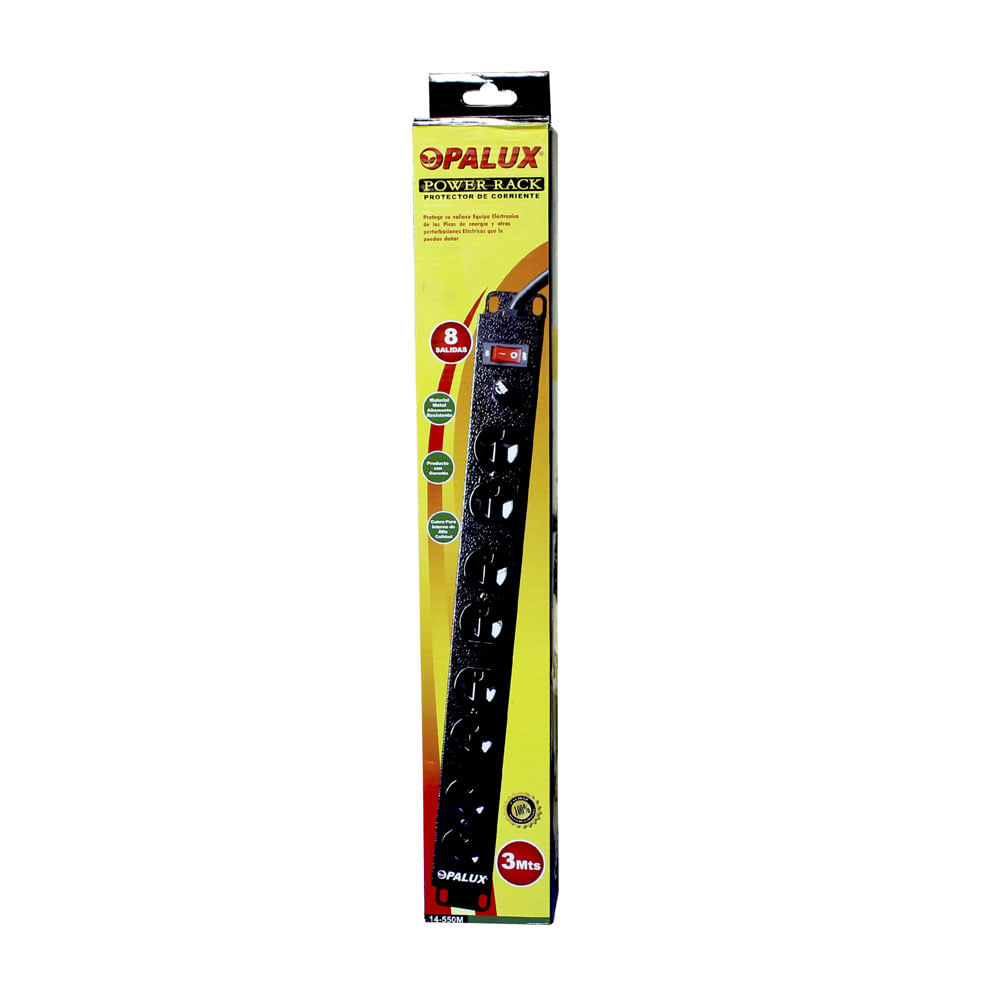 Imagen 2 del producto Supresor de picos con switch Opalux Power rack, 8 tomas, 3m