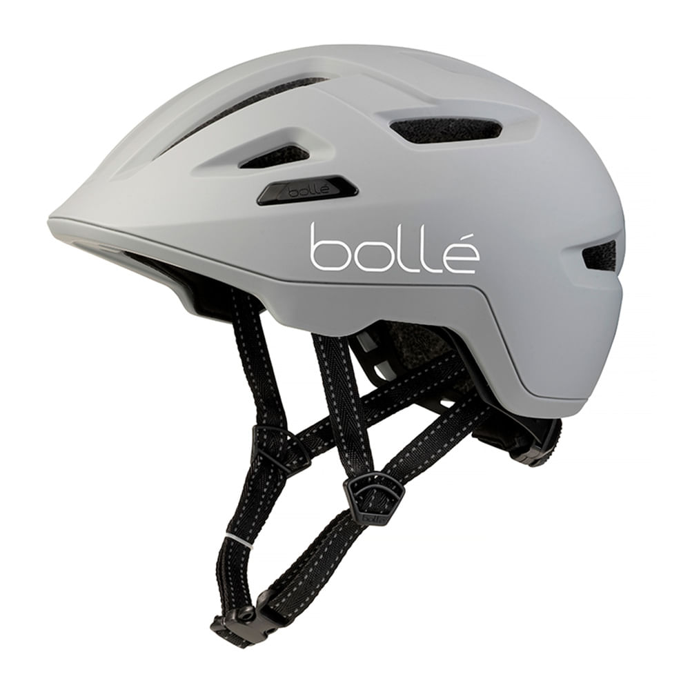 Casco Bollé Stance Matte Grey talla L, tiras reflectantes, malla integrada, sistema Click-to-FitTM, ajuste fácil y preciso, tamaño de cabeza 59-62 cm