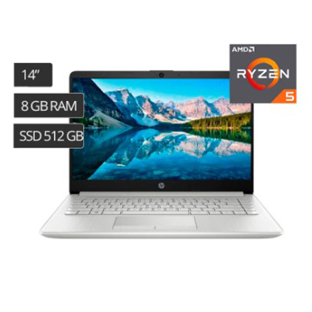 Imagen 2 del producto Laptop Hp 14 14"" AMD Ryzen 5 3ra Gen, 512GB SSD, 8GB RAM, FreeDOS - sin sistema operativo