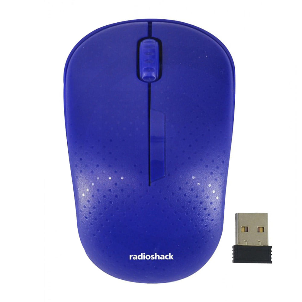 Imagen 2 del producto Mouse inalámbrico Radioshack, receptor usb, 1000 dpi, 3 botones, usa pila, azul