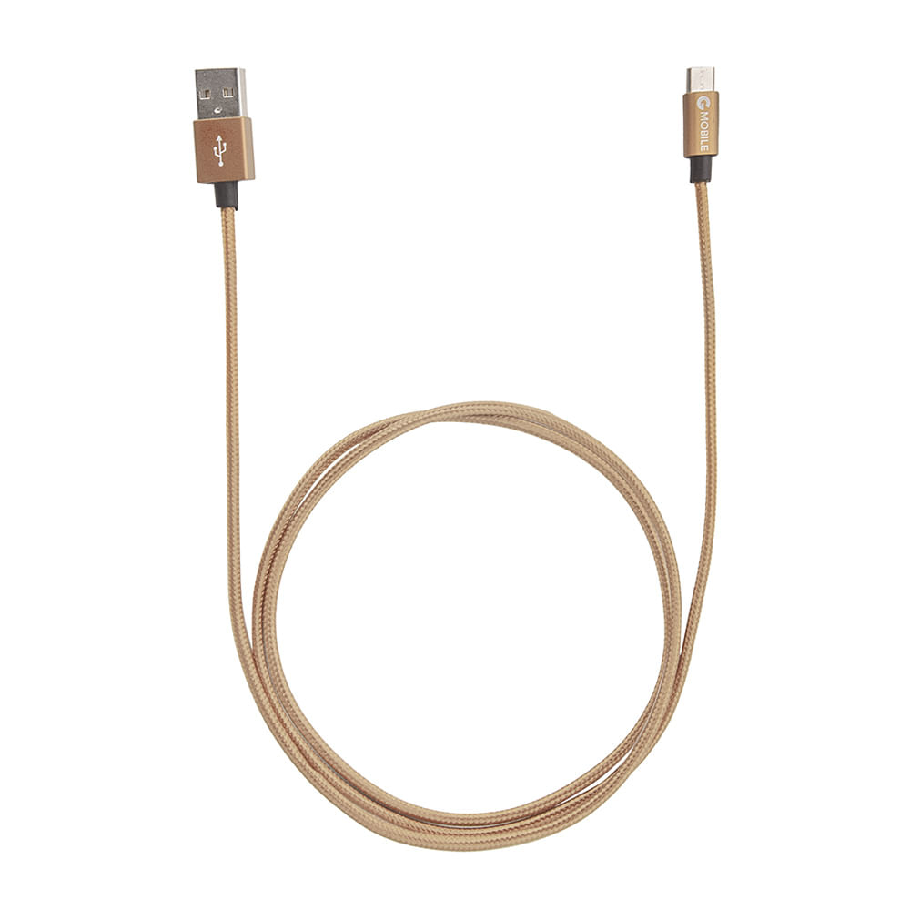 Imagen 2 del producto Cable micro usb a usb Coolbox GMobile 1 m, forrado de nylon, dorado