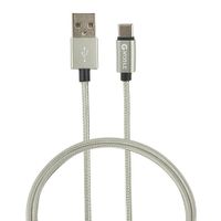 Cable tipo C a usb Coolbox GMobile 1 m, forrado de nylon, plateado
