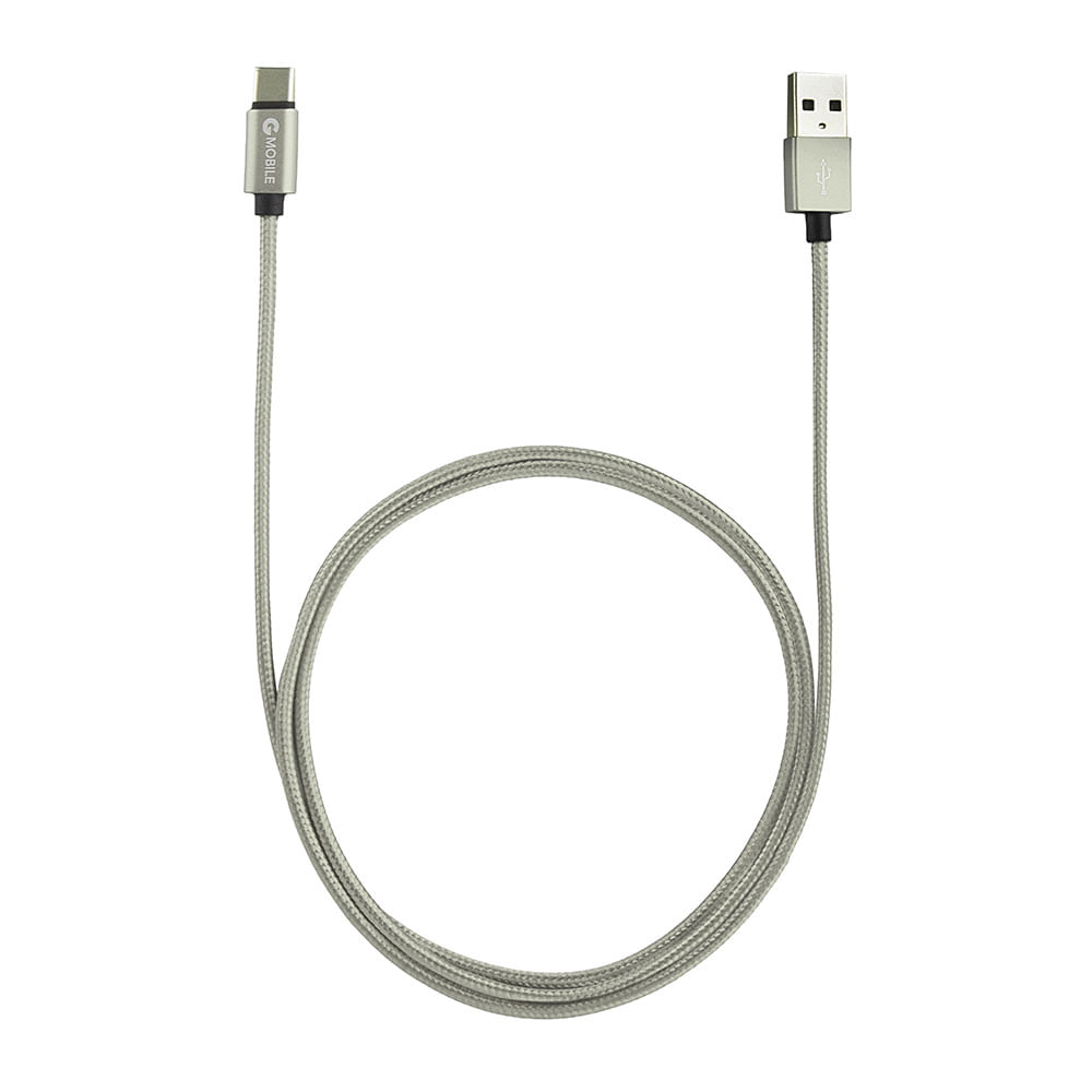 Imagen 2 del producto Cable tipo C a usb Coolbox GMobile 1 m, forrado de nylon, plateado