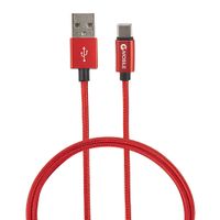 Cable tipo C a usb Coolbox GMobile 1 m, forrado de nylon, rojo