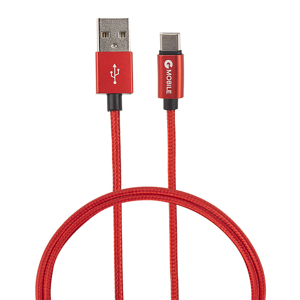 Imagen 1 del producto Cable tipo C a usb Coolbox GMobile 1 m, forrado de nylon, rojo